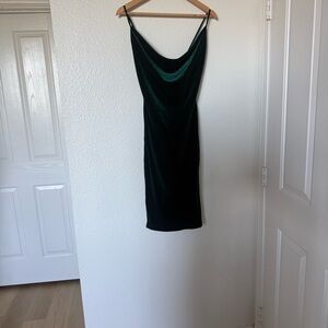 Windsor Dark Green Velvet Cowl Mini Dress